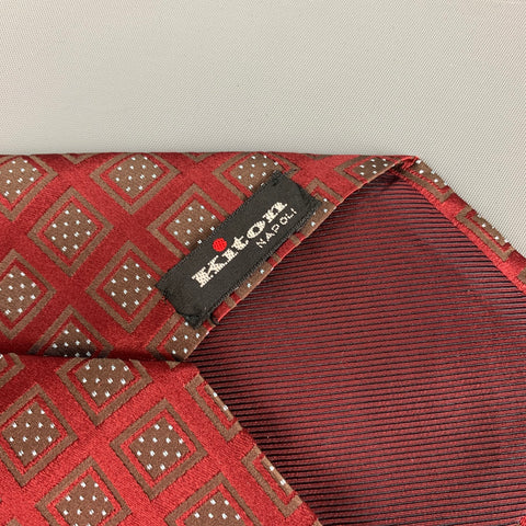 KITON Burgundy Taupe Rhombus Silk Tie
