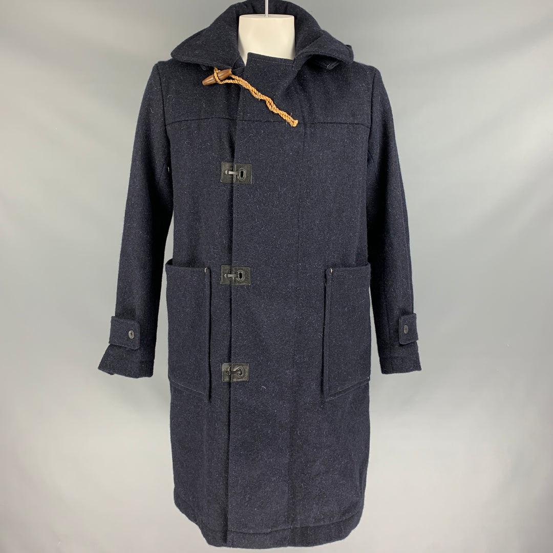 45rpm Size L Navy Wool Patch Pockets Hooded Coat
