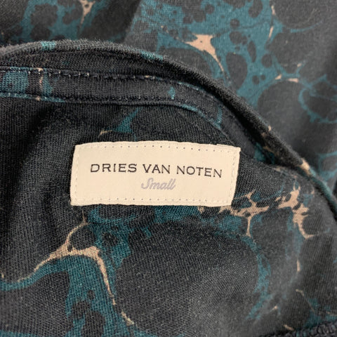 DRIES VAN NOTEN SS 19 Size S Multi-Color Blue Graphic Cotton Crew-Neck T-shirt