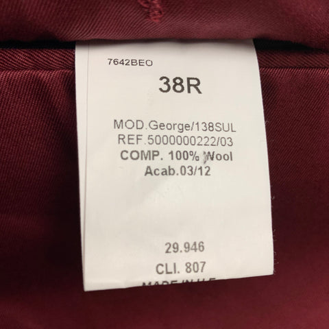 SPENCER HART Size 38 Burgundy Cotton Notch Lapel Sport Coat