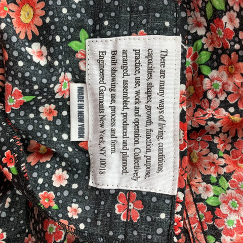 ENGINEERED GARMENTS Size M Black & Red Floral Cotton Long Sleeve Shirt