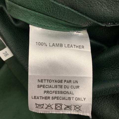 GERARD DAREL Size 4 Green Lamb Skin A-Line Skirt
