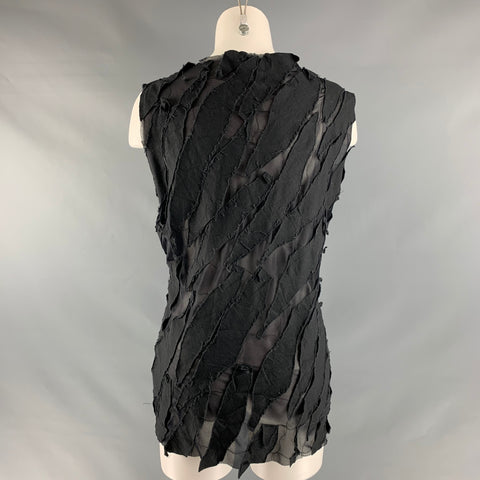IVAN GRUNDAHL Talla L Top casual sin mangas desgastado de poliamida de algodón negro