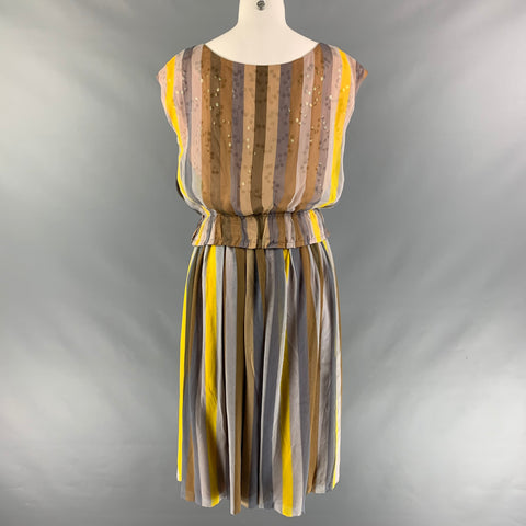 I.MAGNIN Size M Peach & Grey Stripe Mid-Calf Outfits & Sets