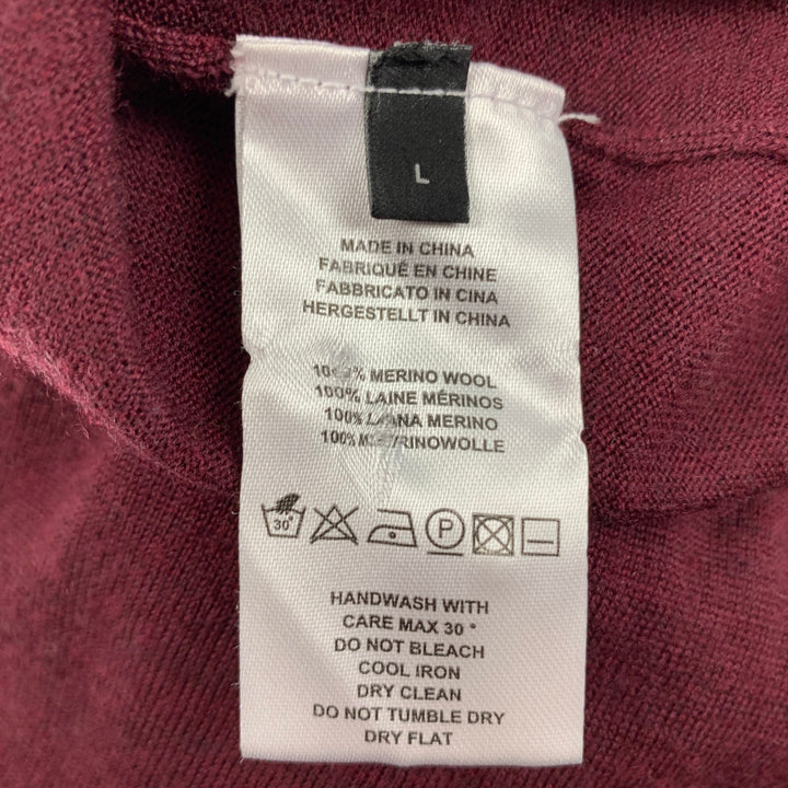 PAUL SMITH Polo de manga larga de lana merino burdeos talla L