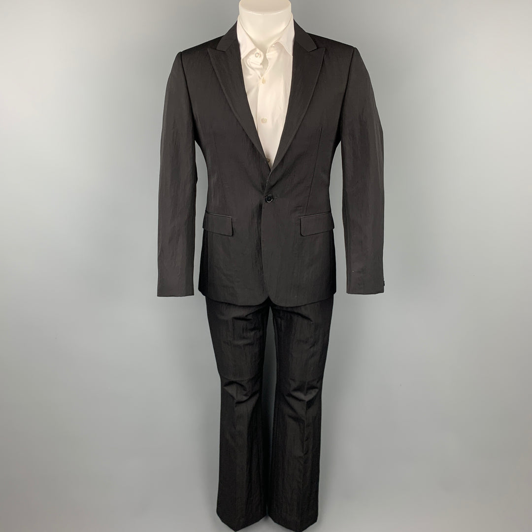 CALVIN KLEIN COLLECTION Size 36 Black Textured Wool / Polyamide Suit