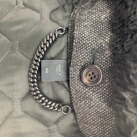 BURBERRY PRORSUM Fall 2012 Size 38 Slate Grey Wool / Mohair Shearling Zip Jacket