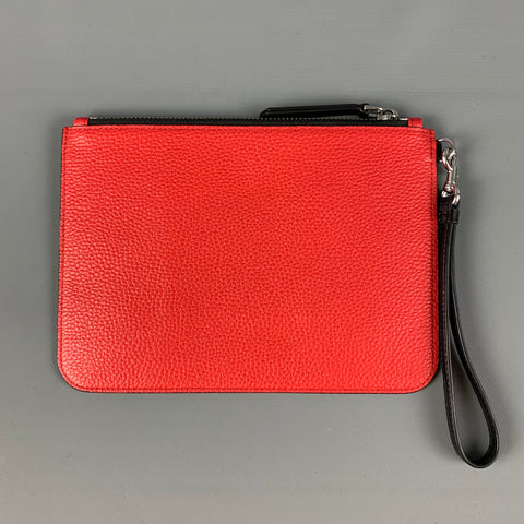 MARC JACOBS Red Black Logo Leather Wristlet Handbag