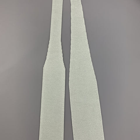 HERMES Pastel Green Woven Silk Tie