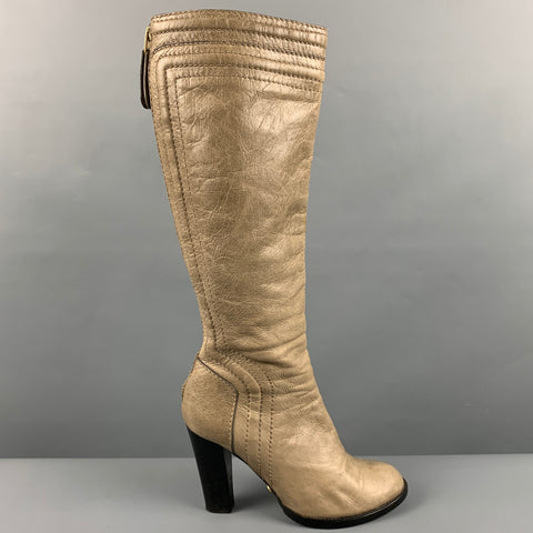 CHLOE Size 8.5 Beige Chunky Heel Knee High Boots