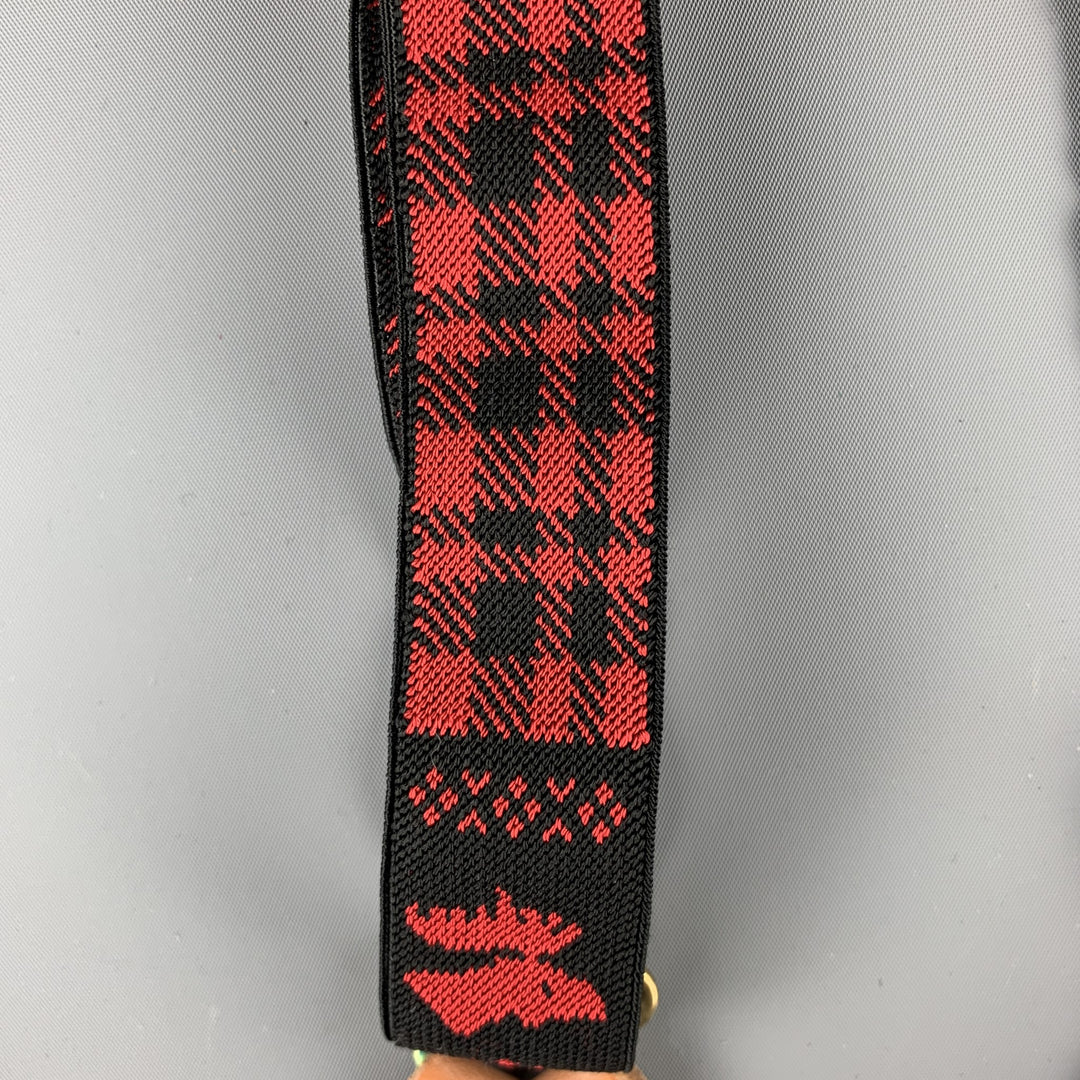 RALPH LAUREN Checkered Red & Black Leather Trim Suspenders