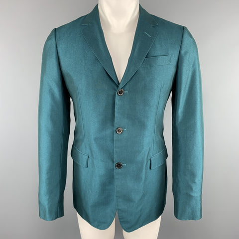 MARNI Size 38 Teal Wool Notch Lapel Sport Coat