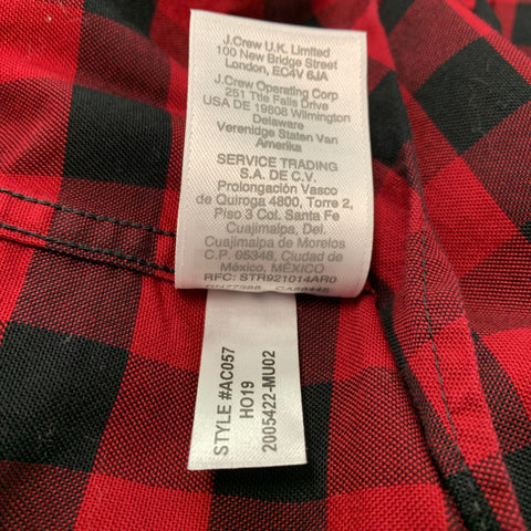 J.CREW Size L Red Black Checkered Cotton One pocket Long Sleeve Shirt