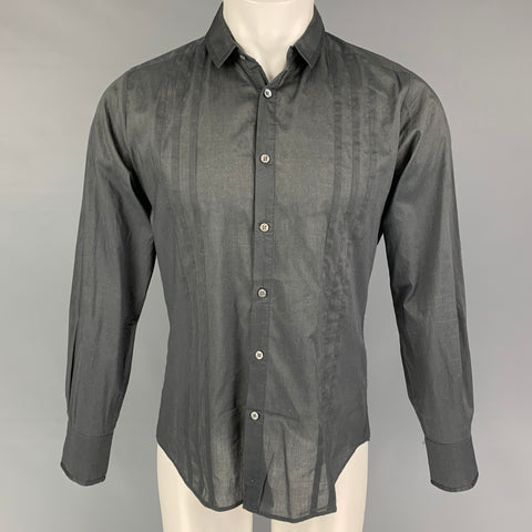 DIESEL Camisa de manga larga con botones de algodón color carbón talla S