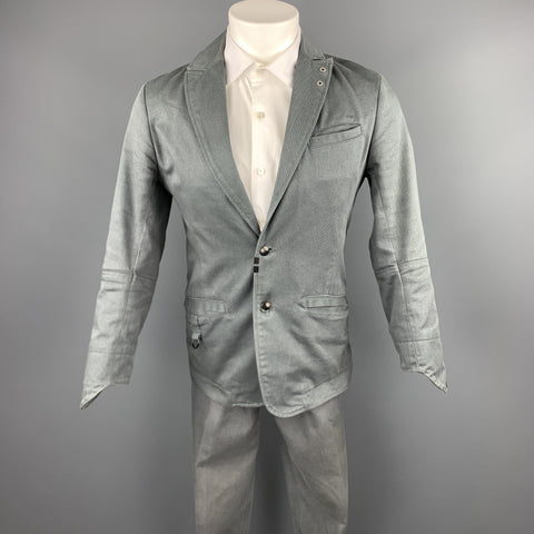 DIESEL Size S Grey Solid Cotton Blend Peak Lapel Suit