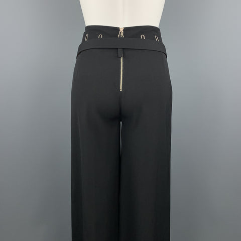 Vintage JEAN PAUL GAULTIER Size 8 Black Wool Blend Belted Dress Pants