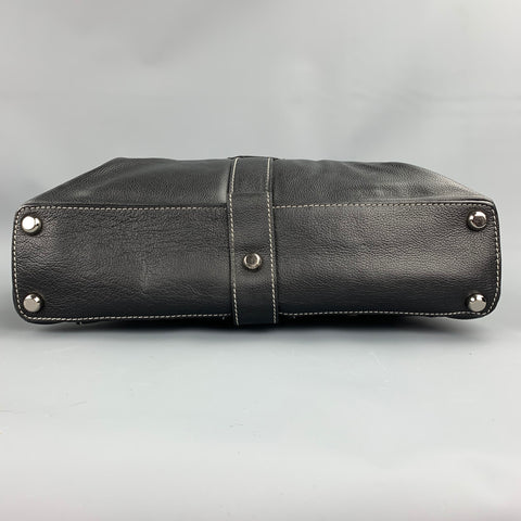 MARC JACOBS Black Contrast Stitching Leather Top Handles Handbag