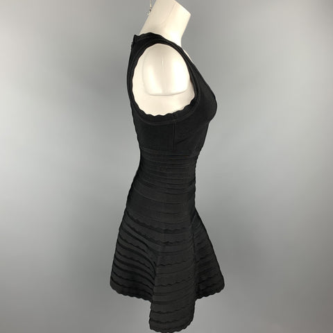 HERVE LEGER Size M Black Rayon / Spandex Cocktail Dress