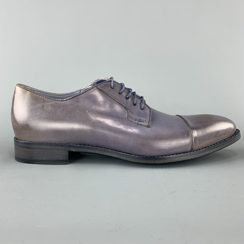 PAUL SMITH Size 11 Slate Distressed Antique Effect Leather Cap Toe Lace Up