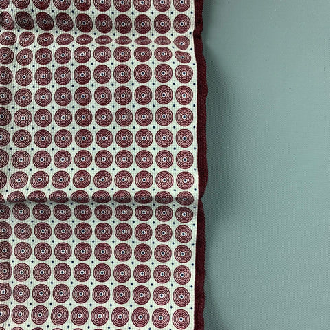 BRUNELLO CUCINELLI Burgundy White Circles Cotton Pocket Square