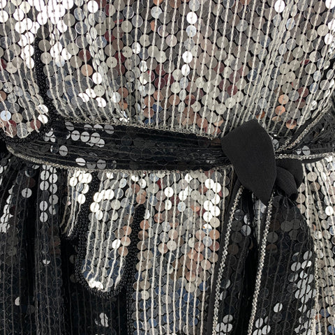 JUDITH ANN CREATIONS Taille S Robe droite à paillettes argent noir