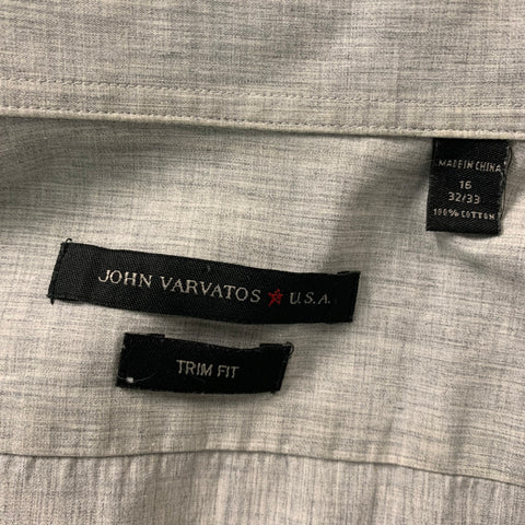 JOHN VARVATOS Size M Grey Heather Cotton Long Sleeve Shirt