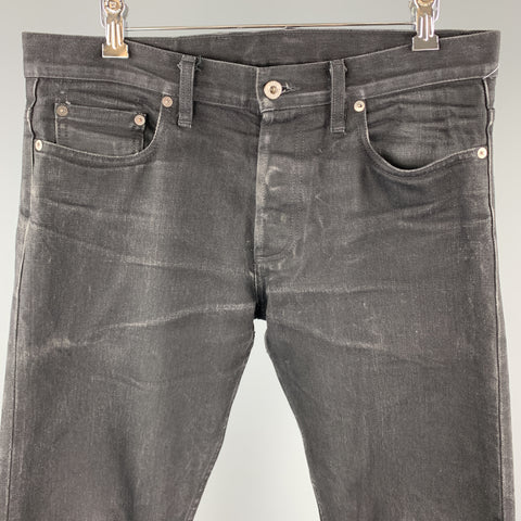 3SIXTEEN Size 32 Black Washed Distressed Raw Selvege Jeans