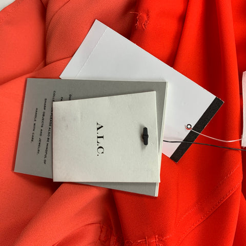 ALC Taille 6 Robe portefeuille asymétrique en soie orange
