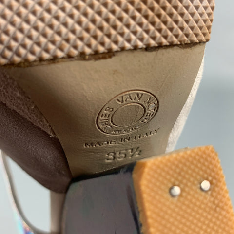 DRIES VAN NOTAN Talla 5.5 Zapatos de tacón con plataforma de ante gris iridiscente