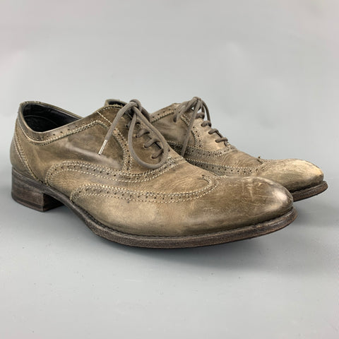 Zapatos brogue con cordones de cuero desgastado color topo talla 9 de NDC