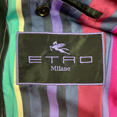 ETRO Size 40 Navy Pinstripe Cotton Notch Lapel Sport Coat