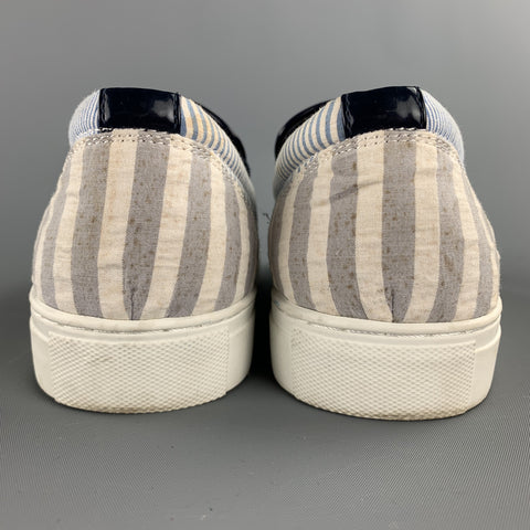 NICK WOOSTER x UNITED ARROWS Size 7 Blue & White Mixed Fabrics Canvas Sneakers