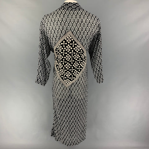 GOOD MIXER Size One Size Black White Diamond Kimono Robe