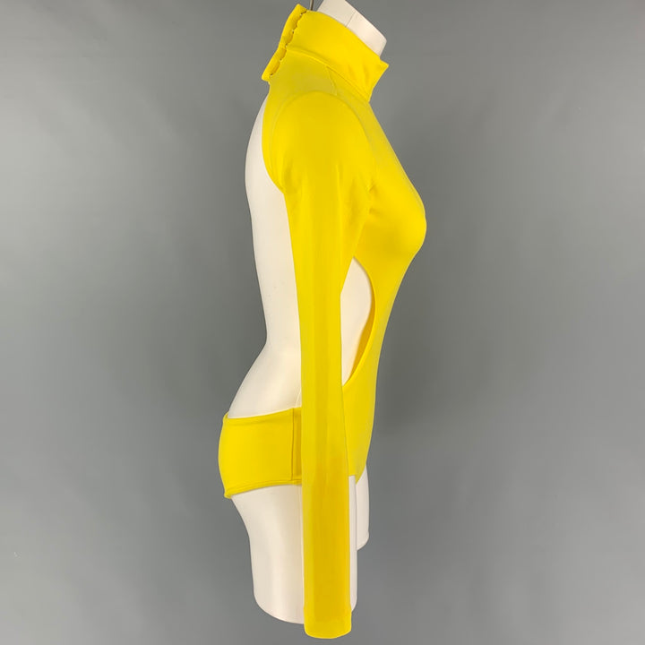 MARC JACOBS Pasarela 2021 Talla XS Traje de cuerpo abierto de poliéster amarillo