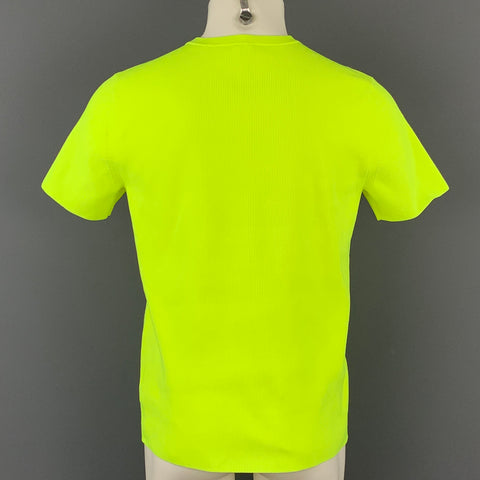 HELMUT LANG Pre-Fall 2020 Size M Neon Yellow Textured Polyester Short Sleeve T-shirt
