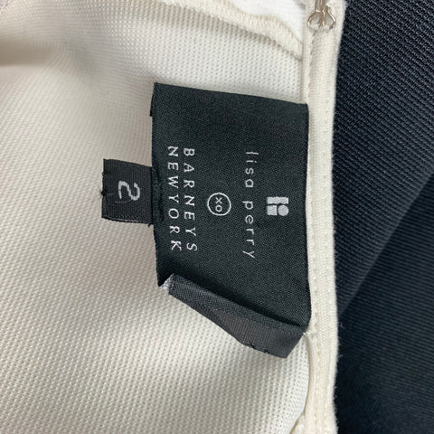 LISA PERRY x BARNEY'S NEW YORK Size 2 Black & White Polyamide Color Block A-line Dress