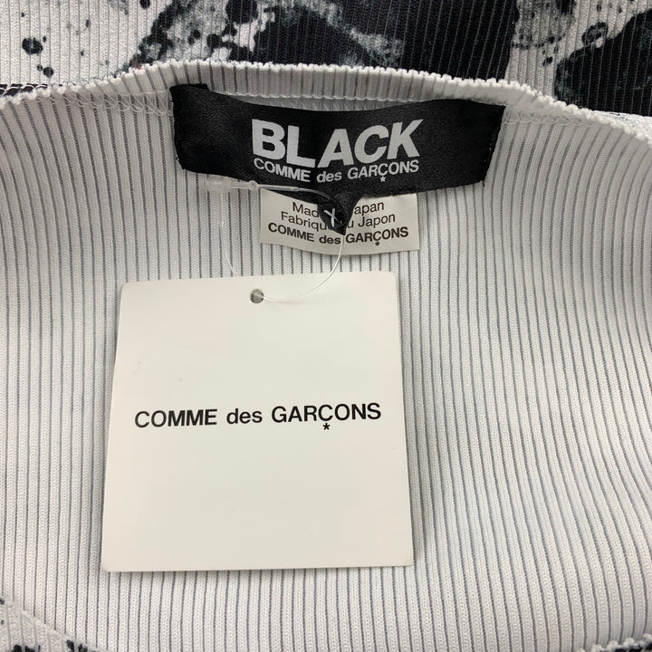COMME des GARCONS NOIR Taille XXL Pull Polyester éclaboussé Noir &amp; Blanc