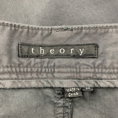 THEORY Size 34 Charcoal Cotton Zip Fly Casual Pants
