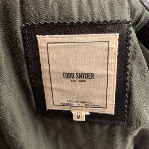TODD ​​SNYDER Taille M Veste de motard en cuir antique marron