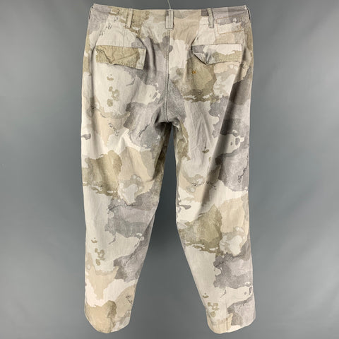 45rpm Size 34 Light Grey Camo Cotton Zip Fly Casual Pants