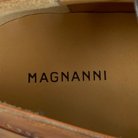 MAGNANNI Size 10.5 Brown Burnished Leather Lace Up Canela Shoes