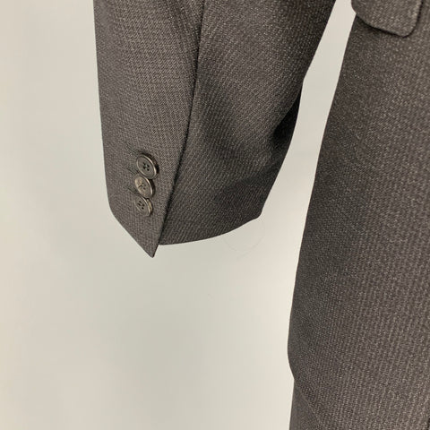PRADA Size 36 Black Charcoal Virgin Wool Silk Notch Lapel Suit