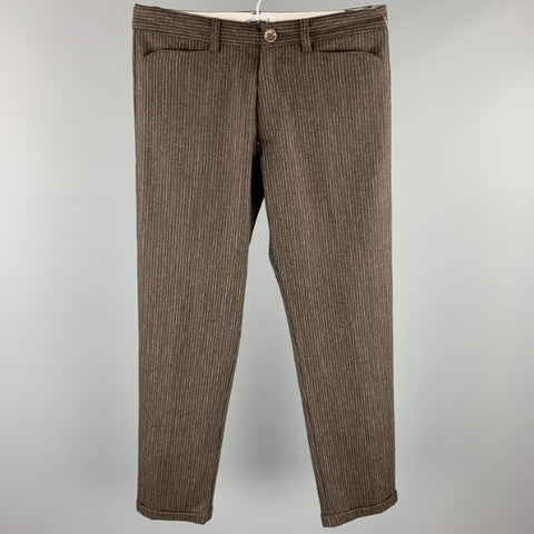 IN GOD WE TRUST Size 28 Brown Pinstripe Wool Zip Fly Dress Pants