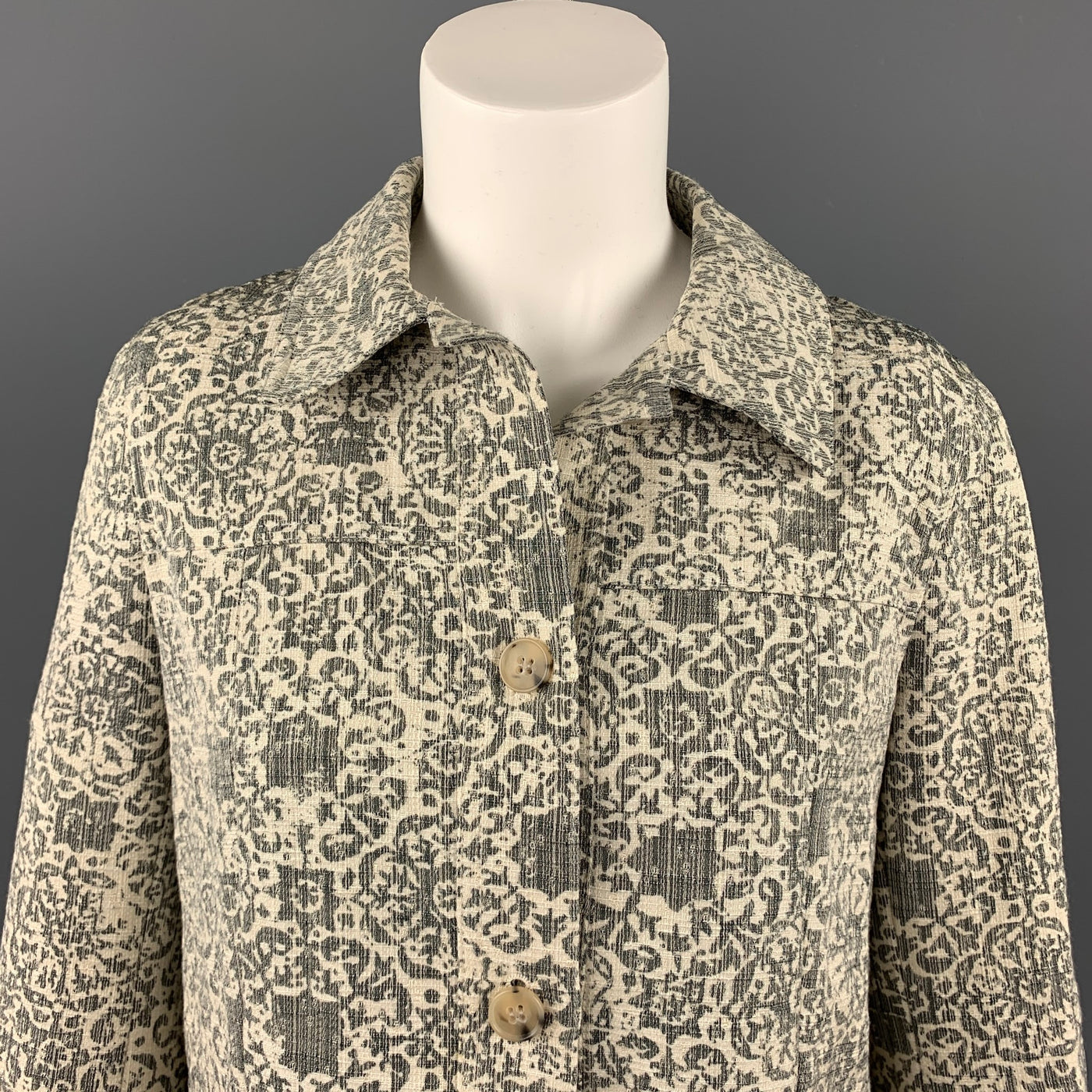 THEORY Size L Grey Tapestry Cotton / Polyester Buttoned Jacket