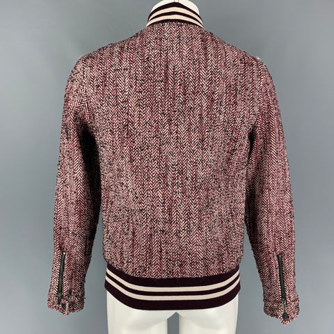 SCOTCH AND SODA Size M Burgundy Black White Herringbone Wool / Polyester Jacket