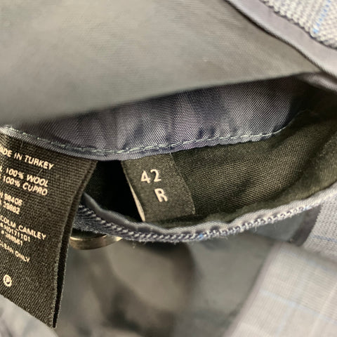 THEORY Size 42 Blue Grey Glenplaid Wool Notch Lapel Suit