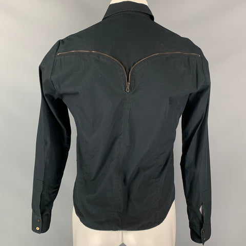 VERSACE JEANS COUTURE Size M Black Cotton Snaps Long Sleeve Shirt