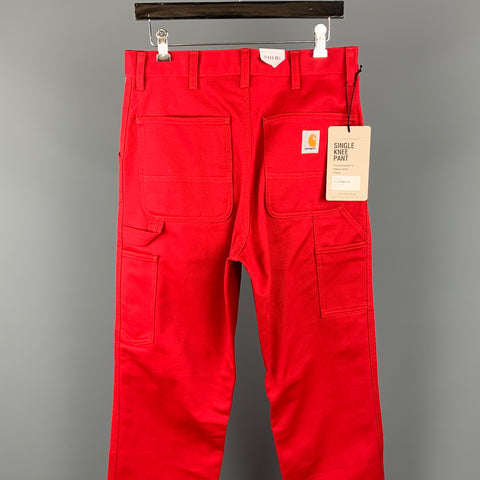 CARHARTT Size 30 Red Solid Cotton Zip Fly Casual Pants