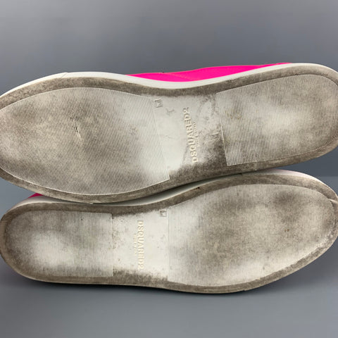 DSQUARED2 Size 10 Neon Pink Nylon Slip On Sneakers