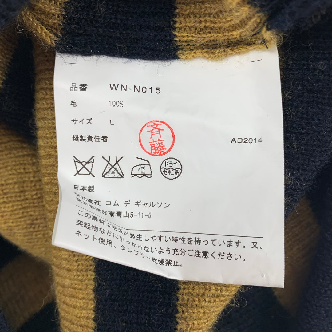 JUNYA WATANABE Size L Mustard & Black Stripe Wool Turtleneck Sweater